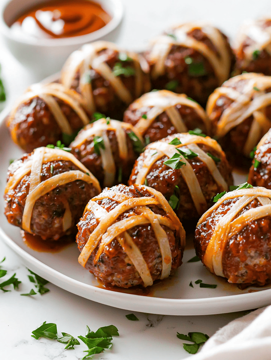 Spook-tacular Halloween Mummy Meatballs