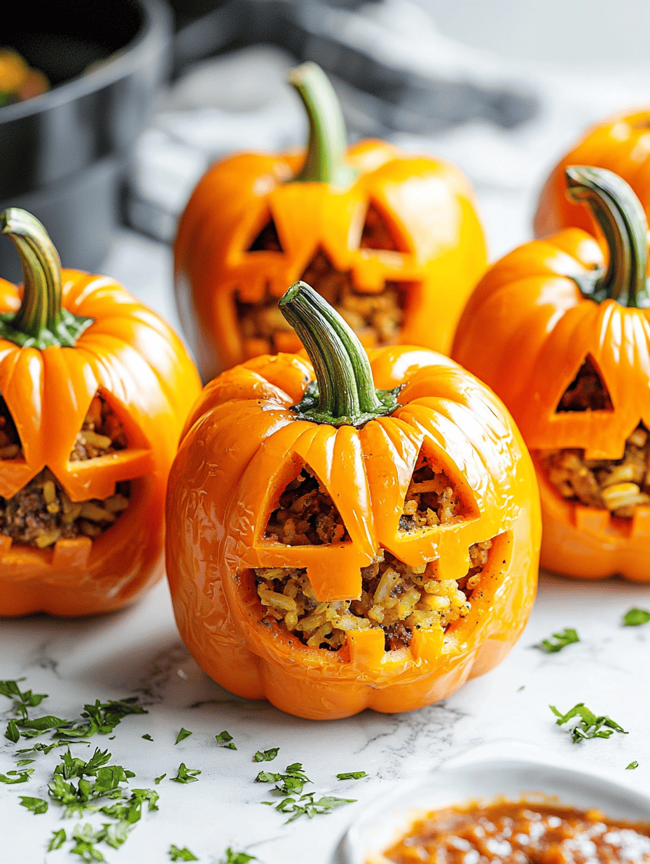 Spooky & Savory: Halloween Jack-o’-Lantern Stuffed Bell Peppers