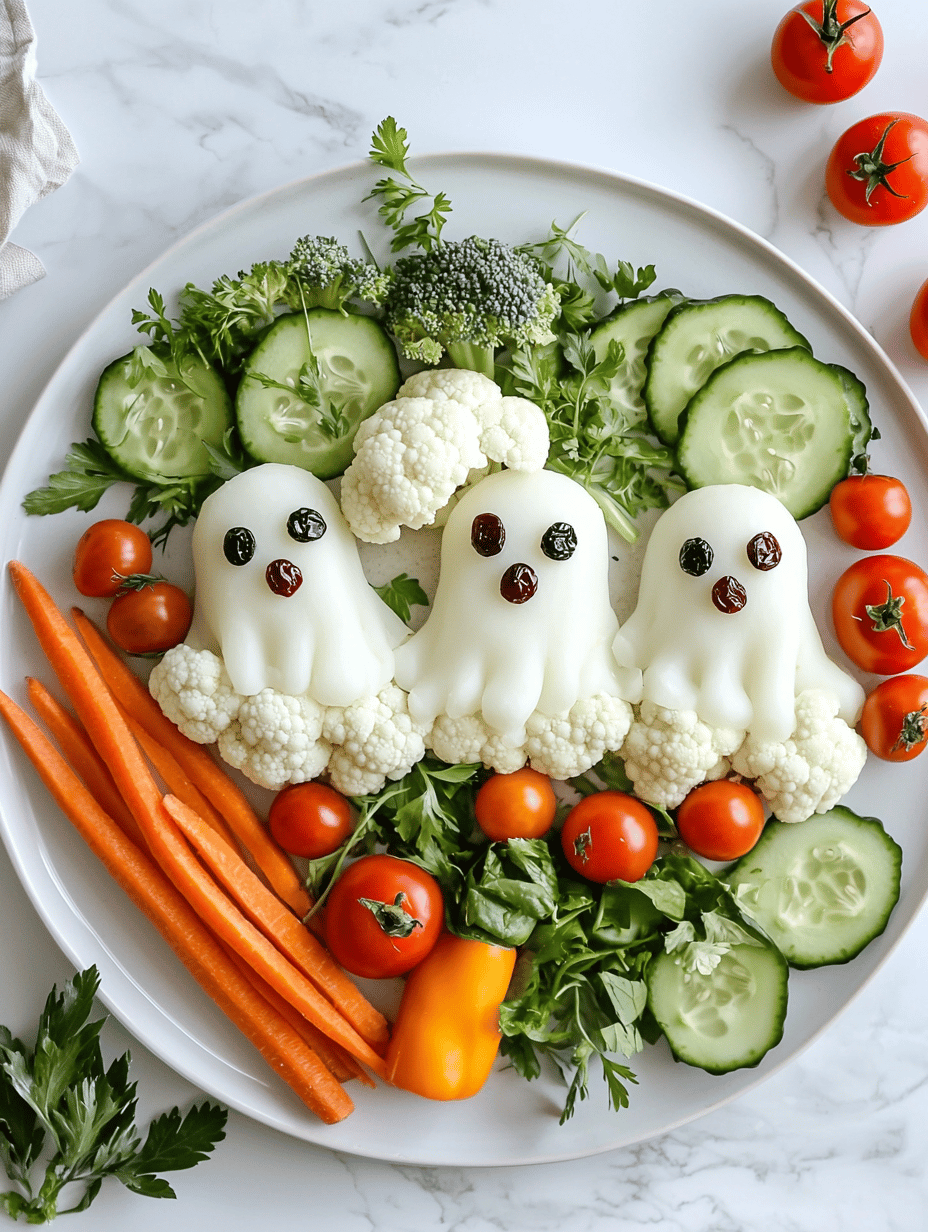 Spooky-Sweet Halloween Ghost Veggie Platter